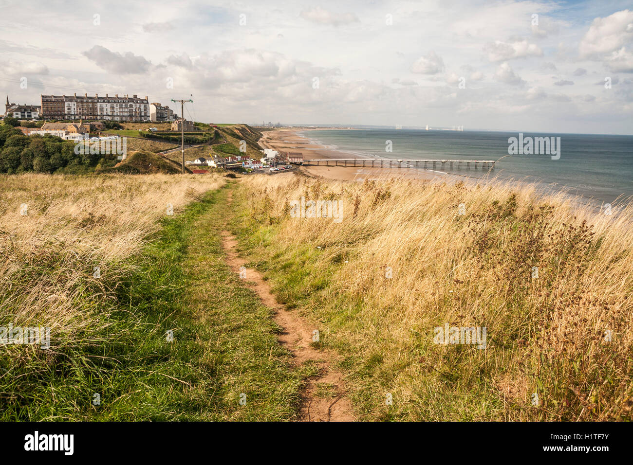 The Cleveland Way pathway leading to Saltburn by the Sea,England Stock