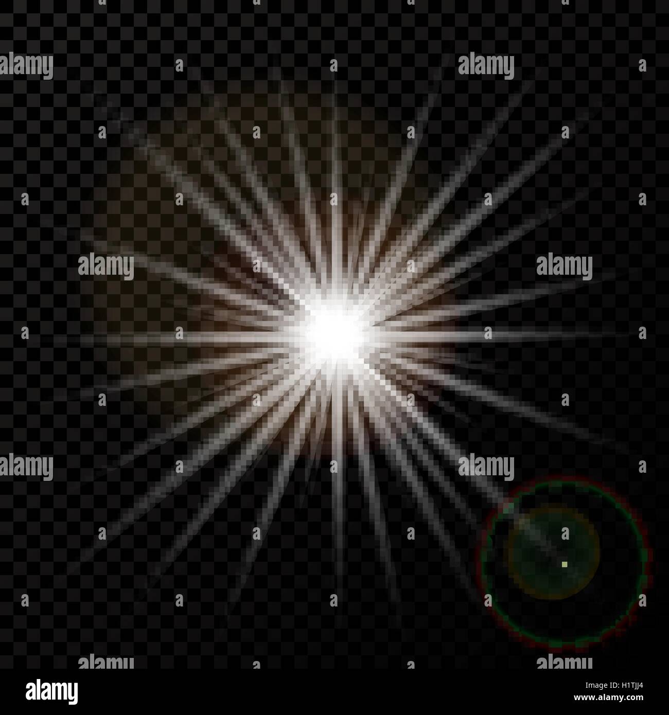 The outbreak of a new star. Glare and rays on a gradient background in a cage. Stock Vector