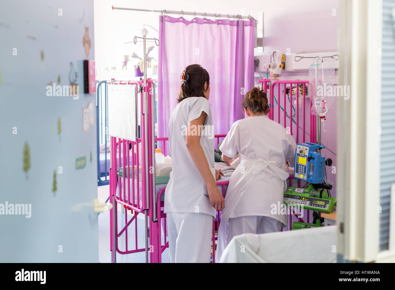 Nurses in a neonatology department. Stock Photo