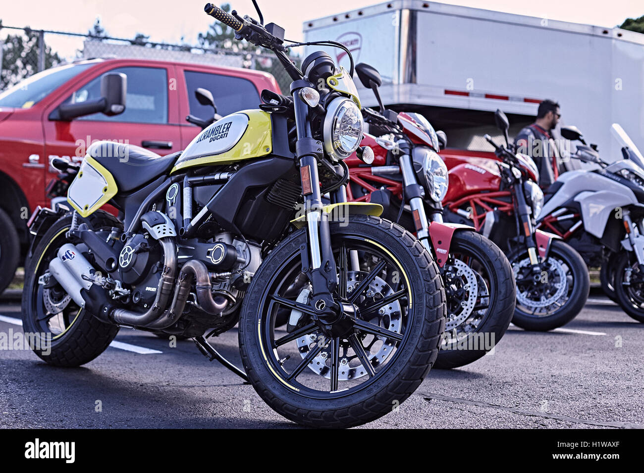 Ducati Experience at motorcycle retailer Stock Photo Alamy