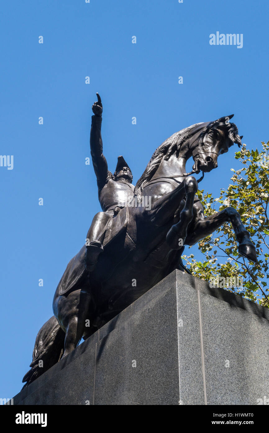 General Jose de San Martin Sculpture, Central Park, NYC Stock Photo