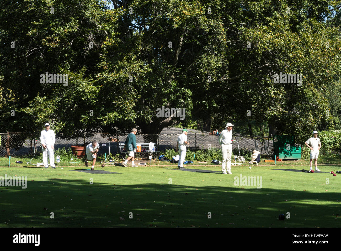 New York Lawn Bowling Club, Central Park, NYC, USA Stock Photo