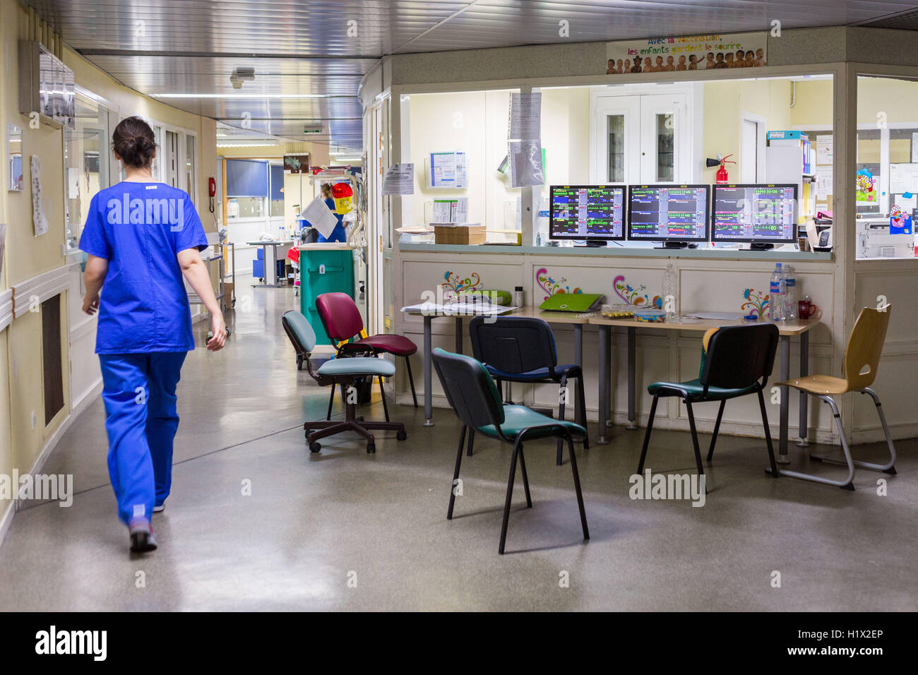 Pediatrics department, Bordeaux hospital, France. Stock Photo