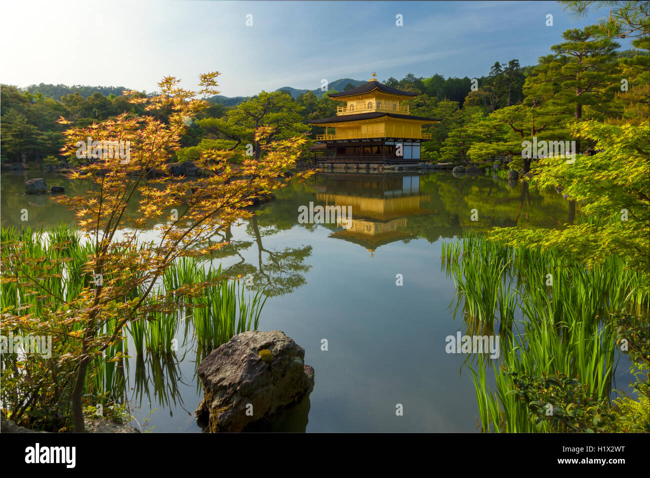 Golden Pavilion at Kinkakuji Temple, Kyoto Japan Stock Photo