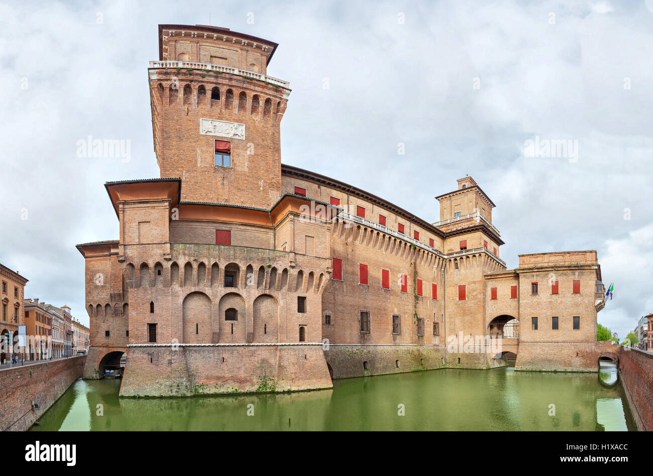 Estense castle in the center of Ferrara, Emilia-Romagna, Italy Stock Photo