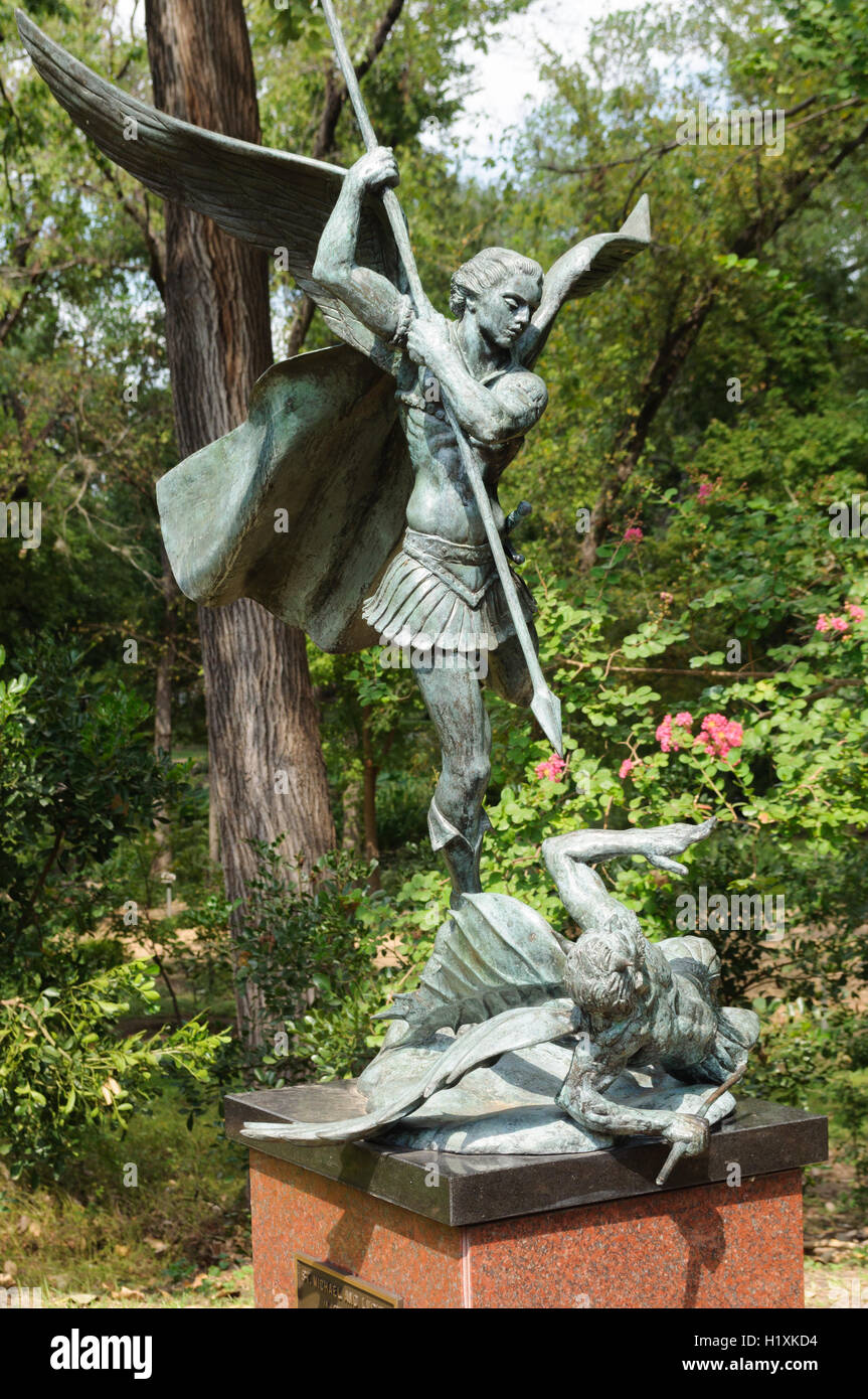 Bronze sculpture of St. Michael and Lucifer by Charles Umlauf. Stock Photo