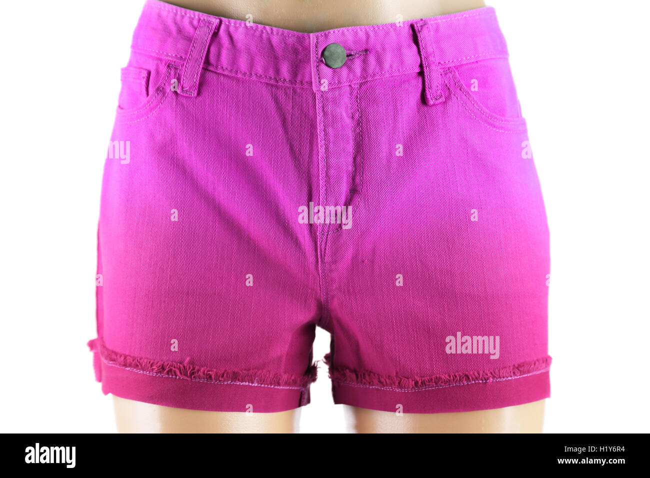 Purple women jeans shorts Stock Photo Alamy