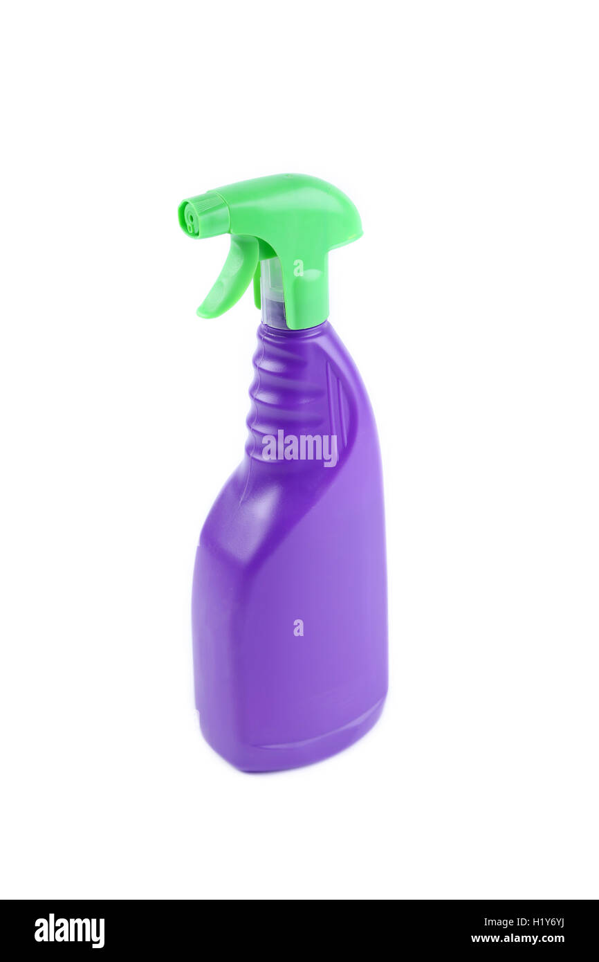 Blue plastic spray bottle isolated Stock Photo - Alamy