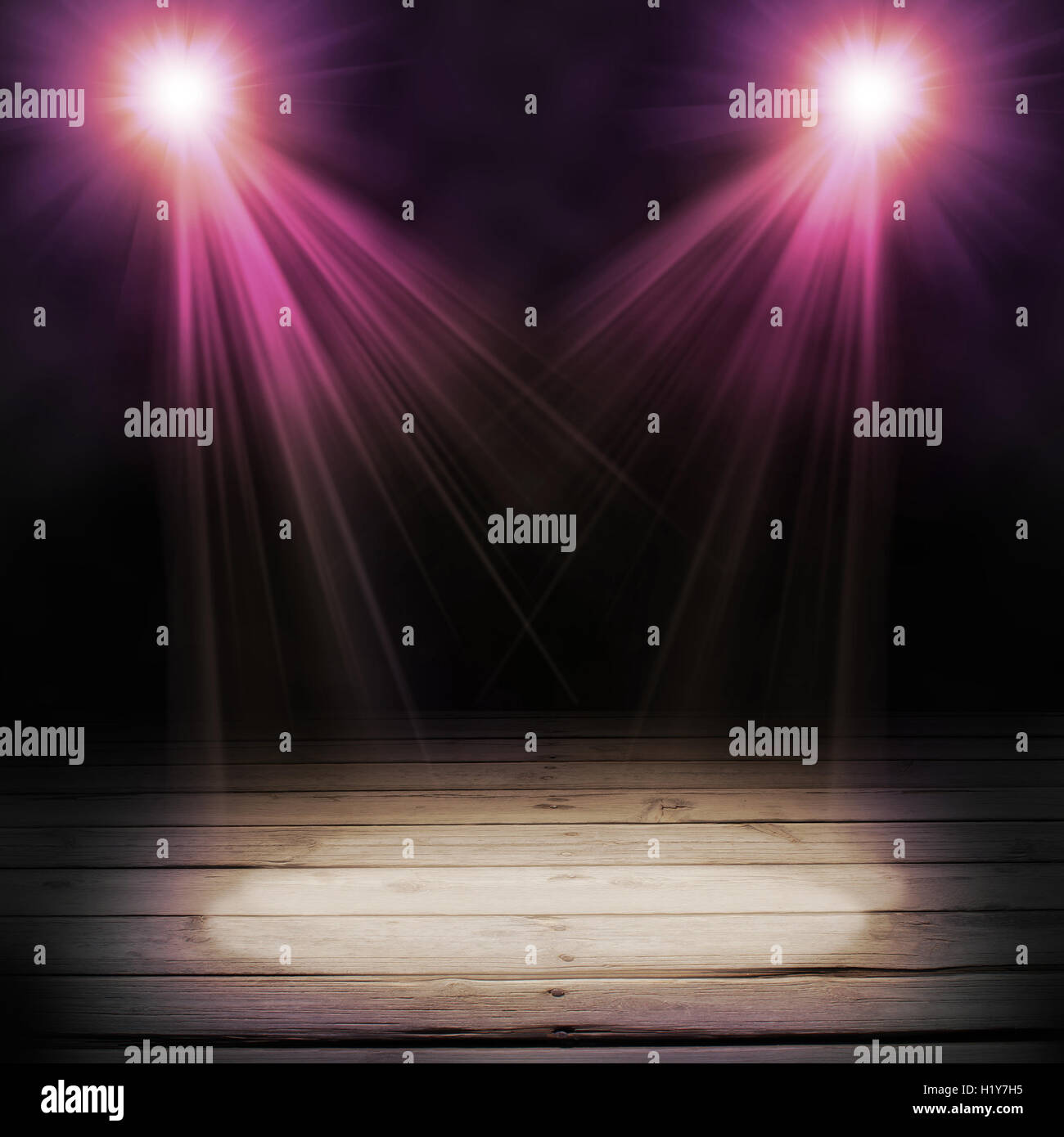 Wooden floor and two spot Stock Photo - Alamy