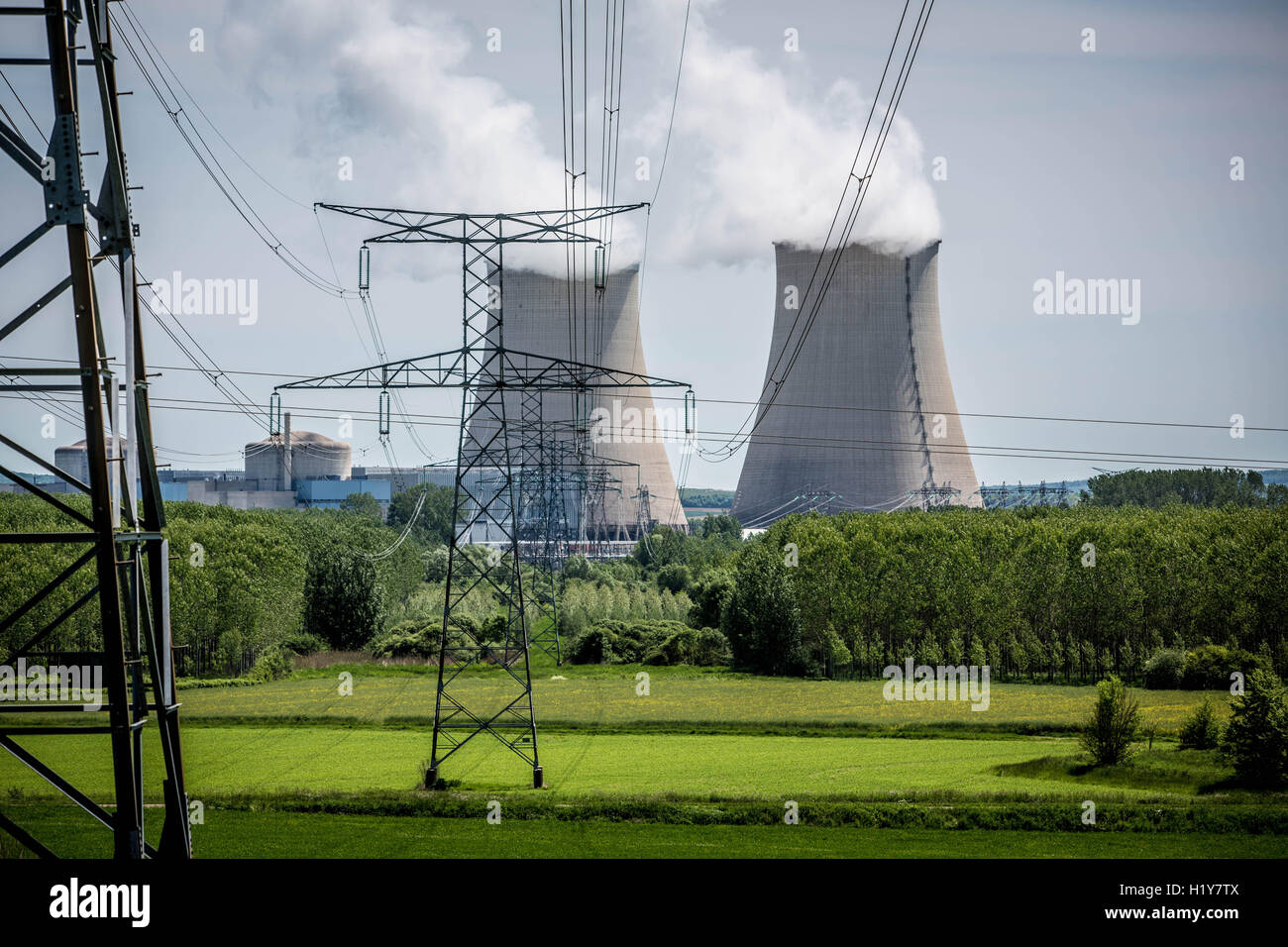 Nuclear power plant of Nogent-sur-Seine, Aube, France. Stock Photo