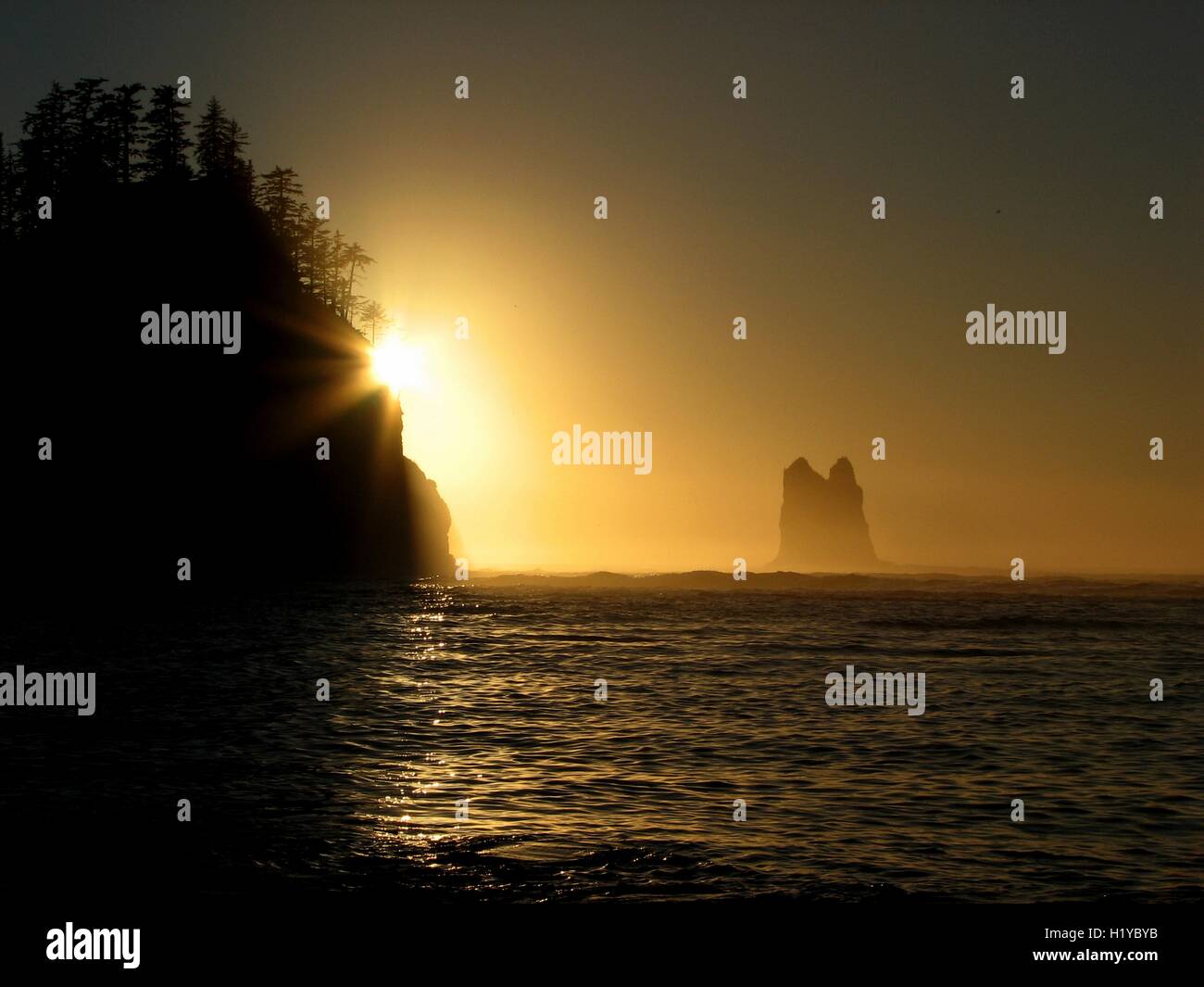 Sunset over seastacks on La Push First Beach in the Olympic National