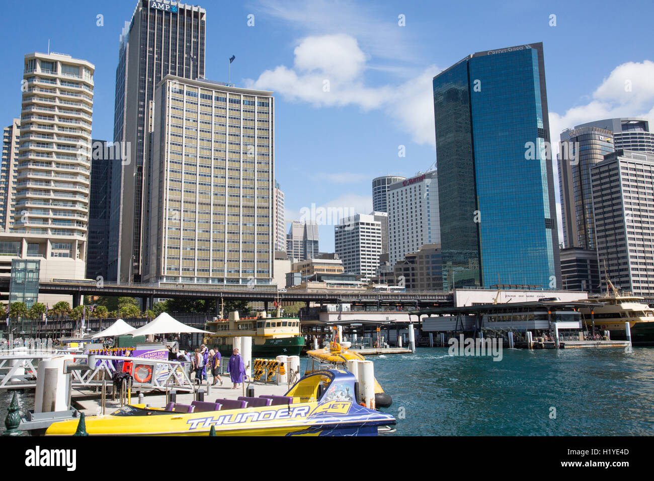 Circular Quay and jetboat pontoon in Sydney city centre, popular