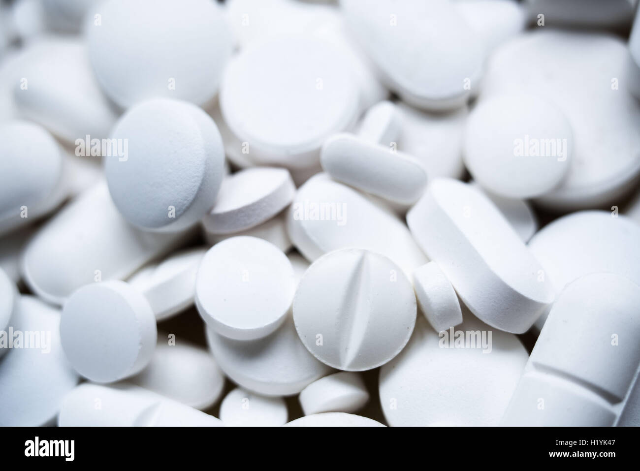 White pills. Stock Photo