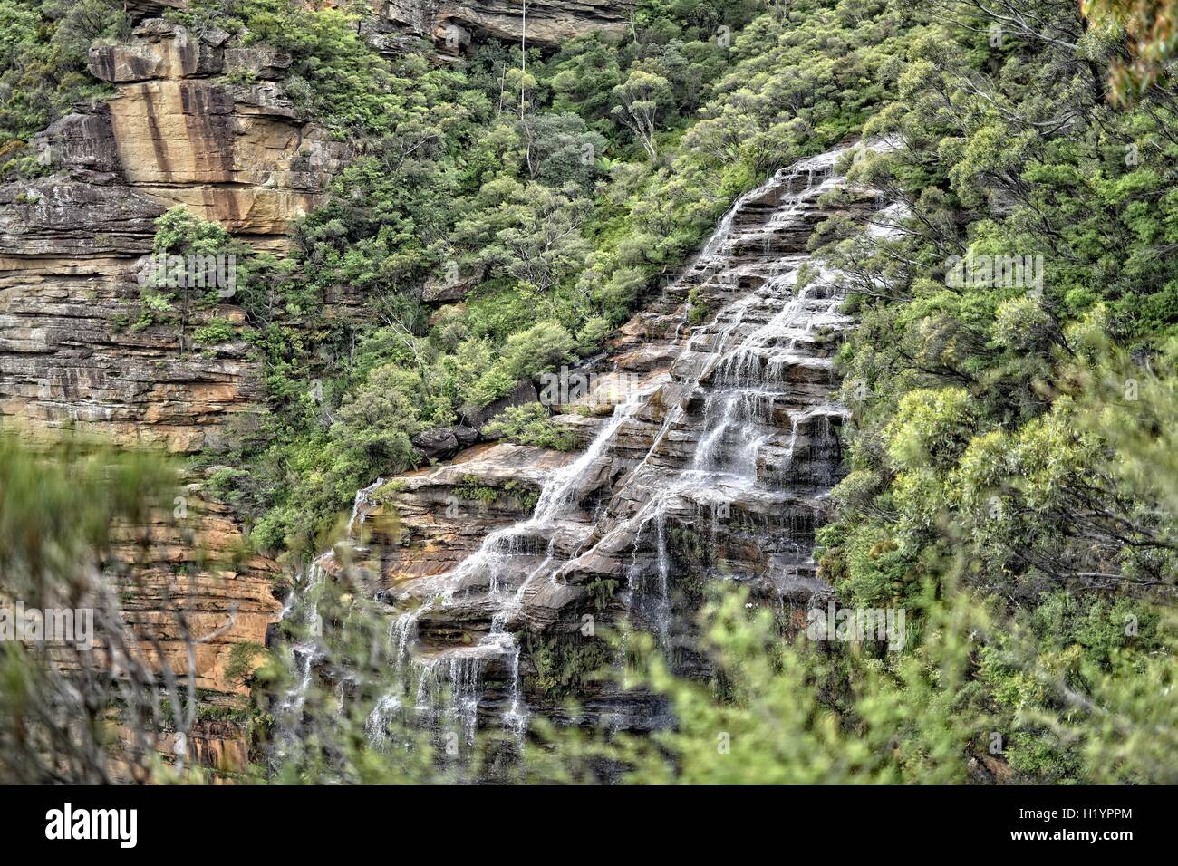Waterfall in the beautiful blue mountains in the west of Sydney Stock Photo