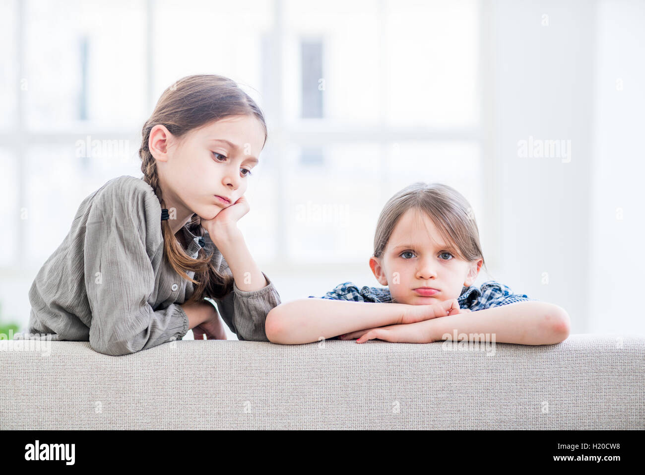 7 and 9 year-old girls. Stock Photo