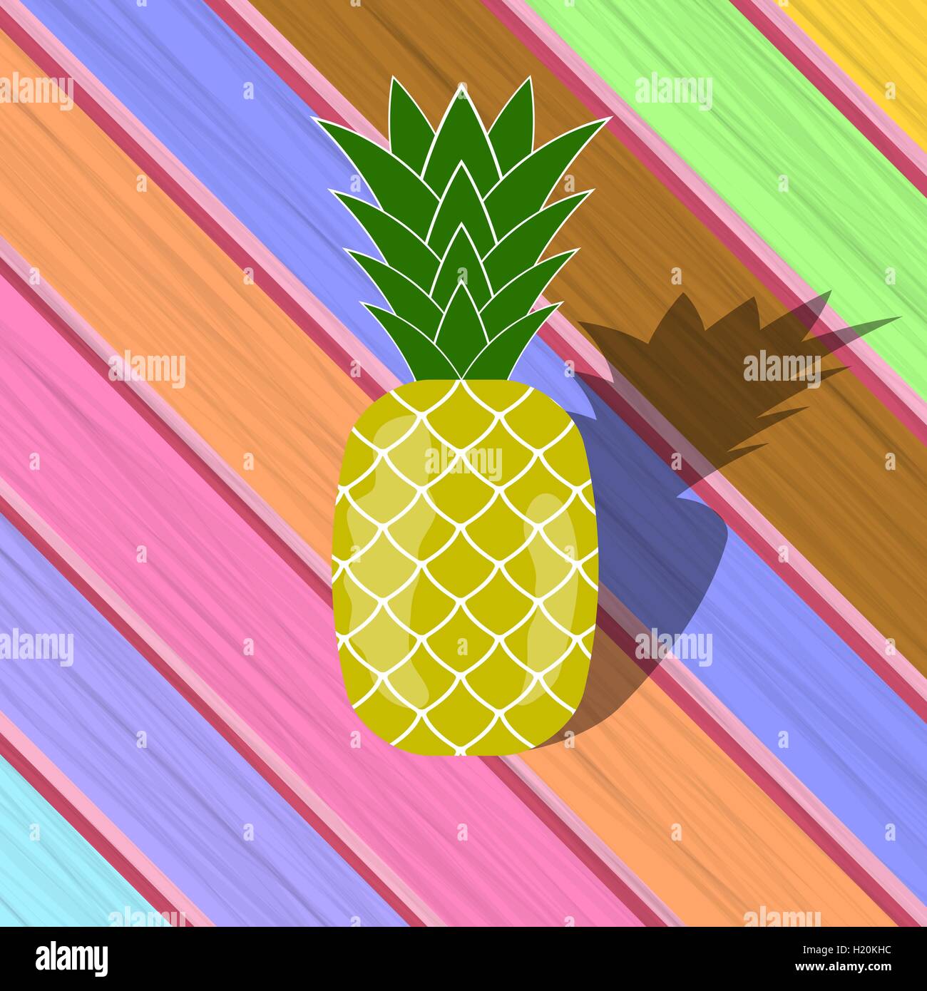 Fresh Ripe Pineapple on Colorful Planks Stock Vector Image & Art Alamy