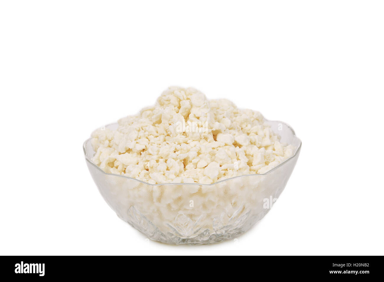 Cottage cheese in glass bowl Stock Photo Alamy