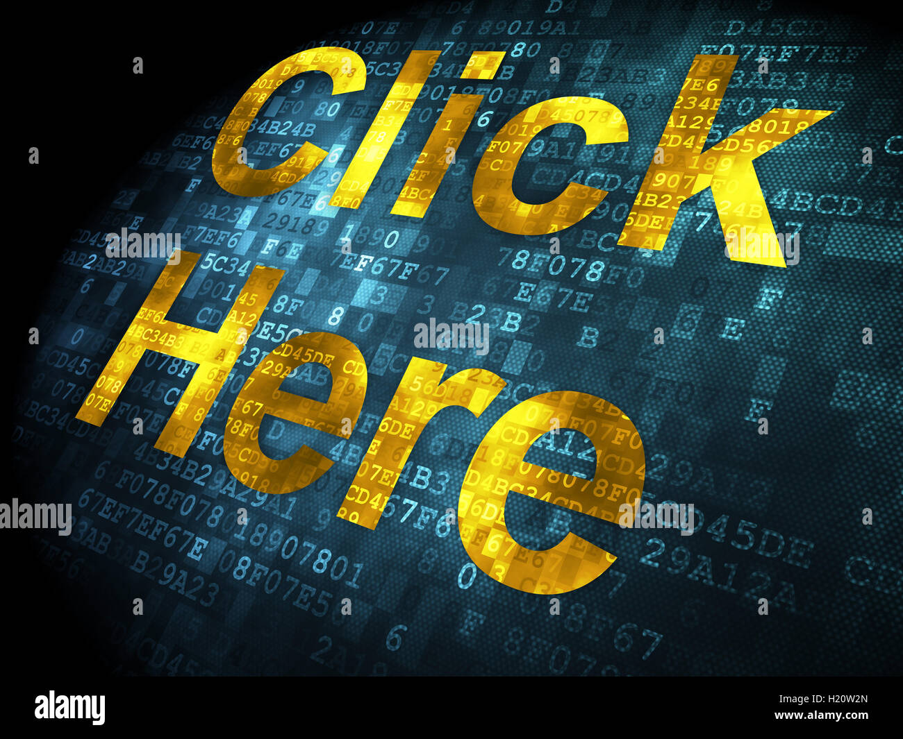 SEO web development concept: Click Here on digital background Stock ...
