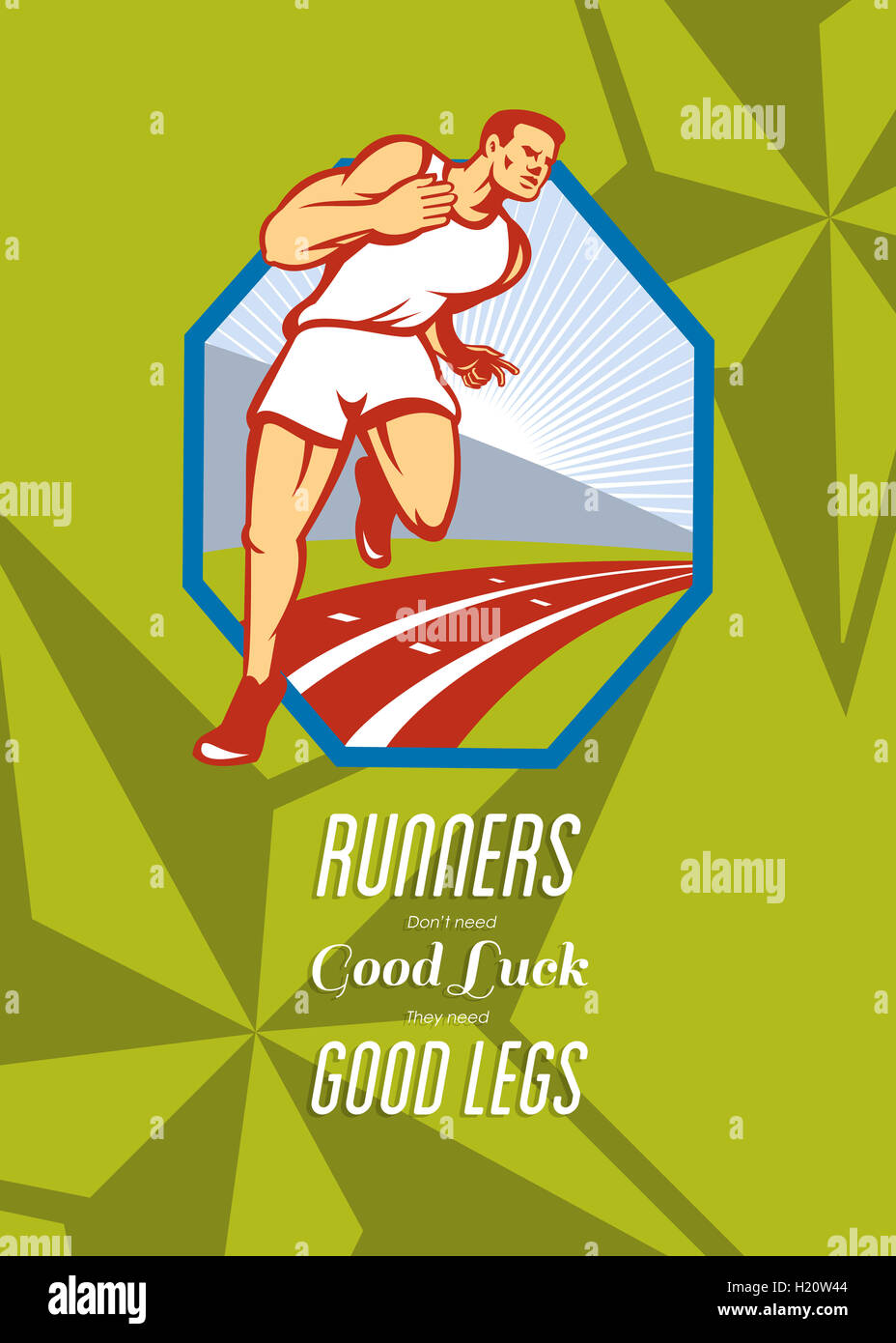 Marathon Runner Race Track Retro Poster Stock Photo Alamy