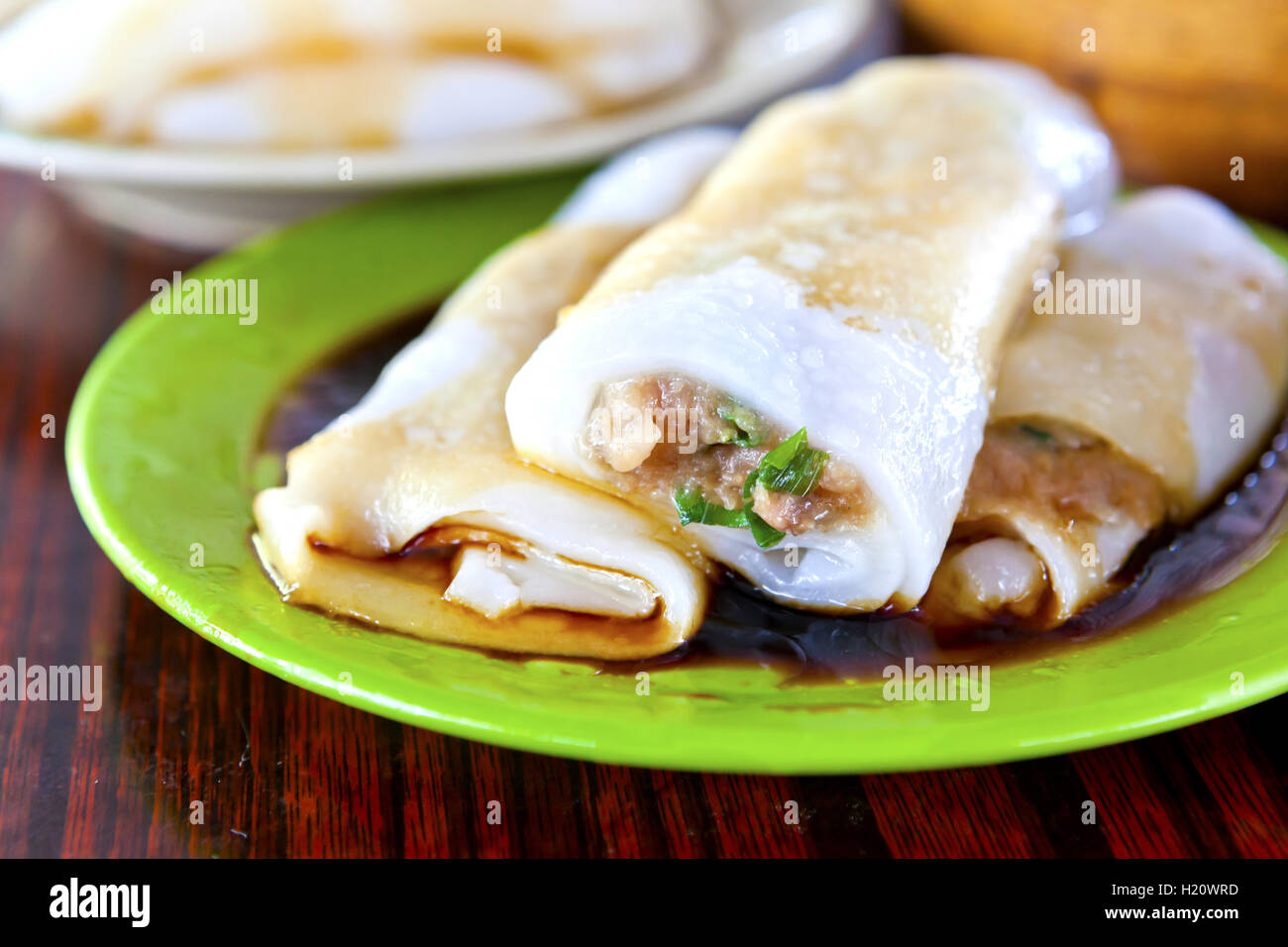 Chinese Dim Sum, rice noodle roll Stock Photo Alamy