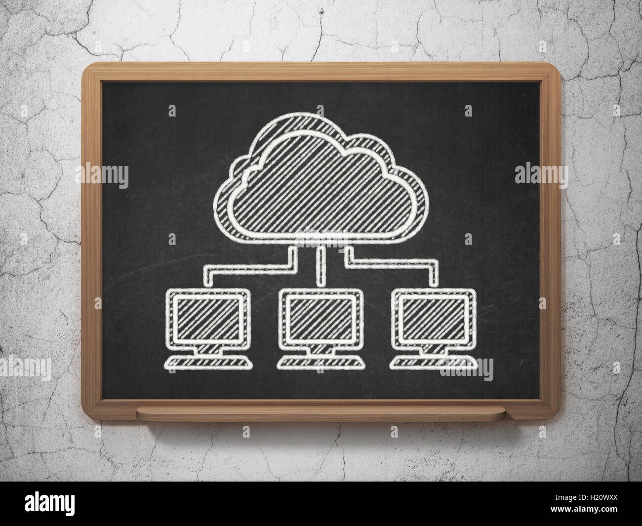 Cloud networking concept: Cloud Network on chalkboard background Stock ...