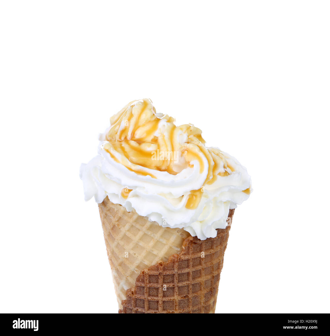 Soft serve ice cream. Topping caramel Stock Photo Alamy