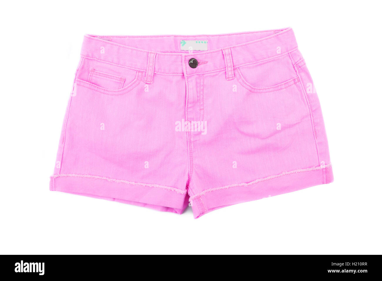 Pink girls jeans shorts. Front Stock Photo Alamy