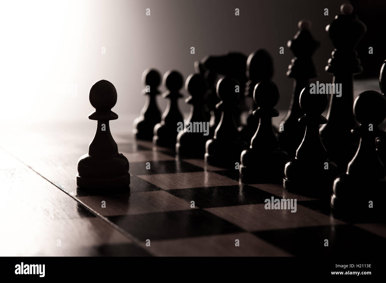 big black chess pieces set Stock Photo