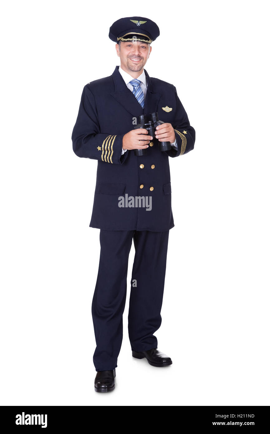 Portrait Of Happy Pilot Stock Photo