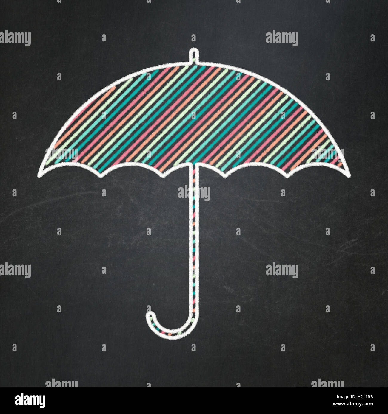 Safety concept Umbrella on chalkboard background Stock Photo Alamy