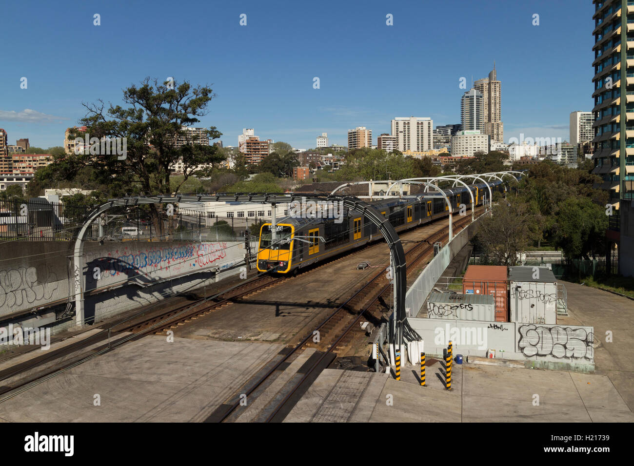 Eastern Suburbs Railway Line as it passes through Woolloomooloo Sydney Australia Stock Photo