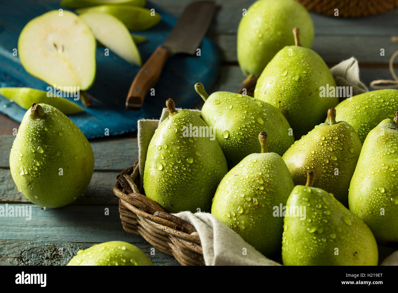 Raw Green Organic Danjou Pears Ready to Eat Stock Photo