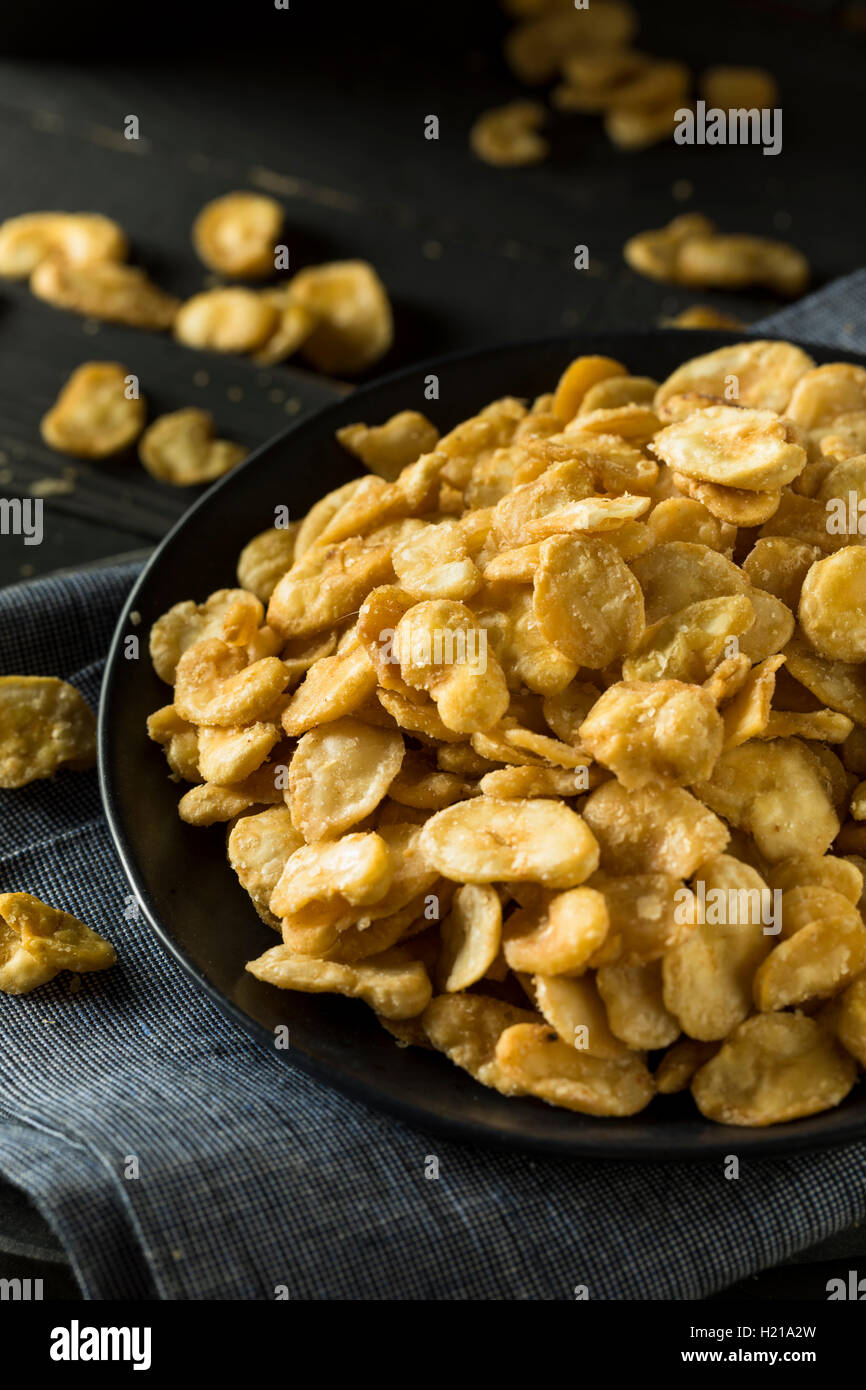 Salted and Roasted Dry Fava Beans Ready to Eat Stock Photo