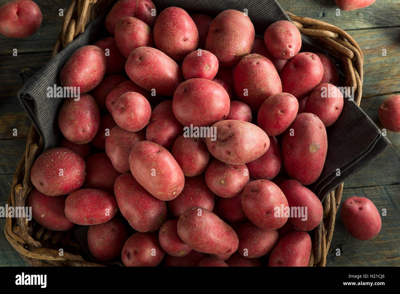 Raw Organic Red Potatoes Ready for Cooking Stock Photo