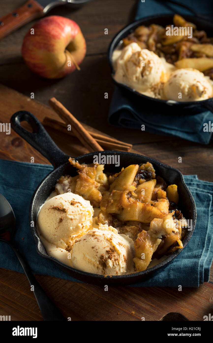 Homemade Sauteed Cinnamon Sugar Apples with Ice Cream Stock Photo Alamy