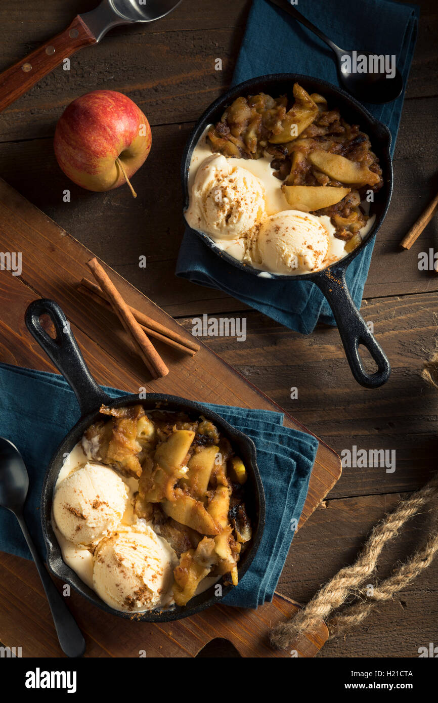 Homemade Sauteed Cinnamon Sugar Apples with Ice Cream Stock Photo Alamy