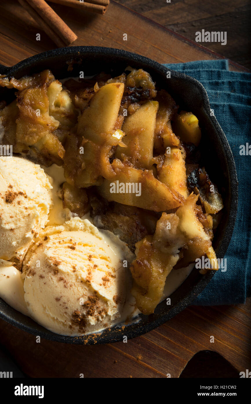 Homemade Sauteed Cinnamon Sugar Apples with Ice Cream Stock Photo Alamy
