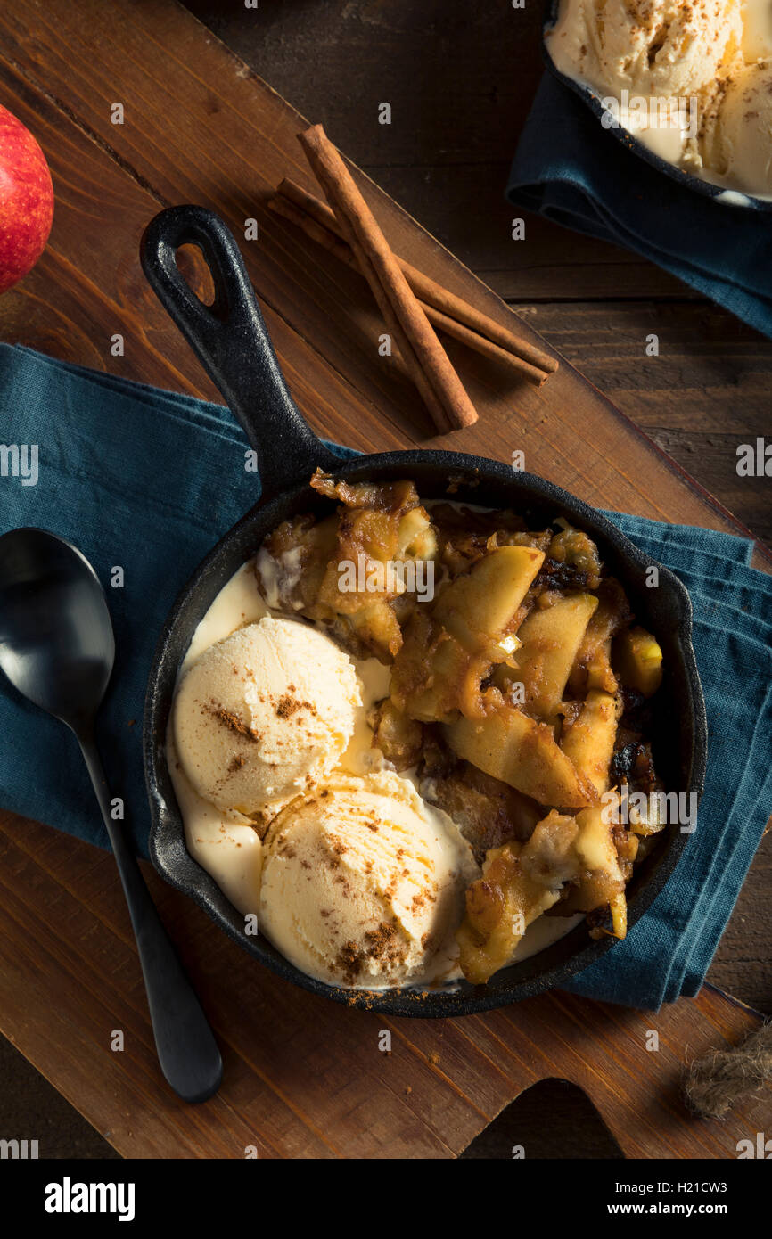 Homemade Sauteed Cinnamon Sugar Apples with Ice Cream Stock Photo Alamy