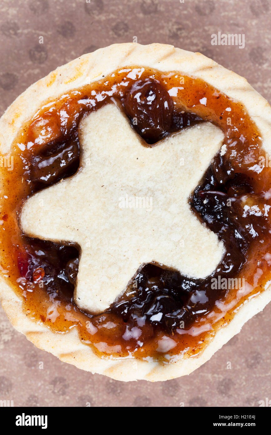 Holiday mince pies with star shape, viewed from above. Stock Photo