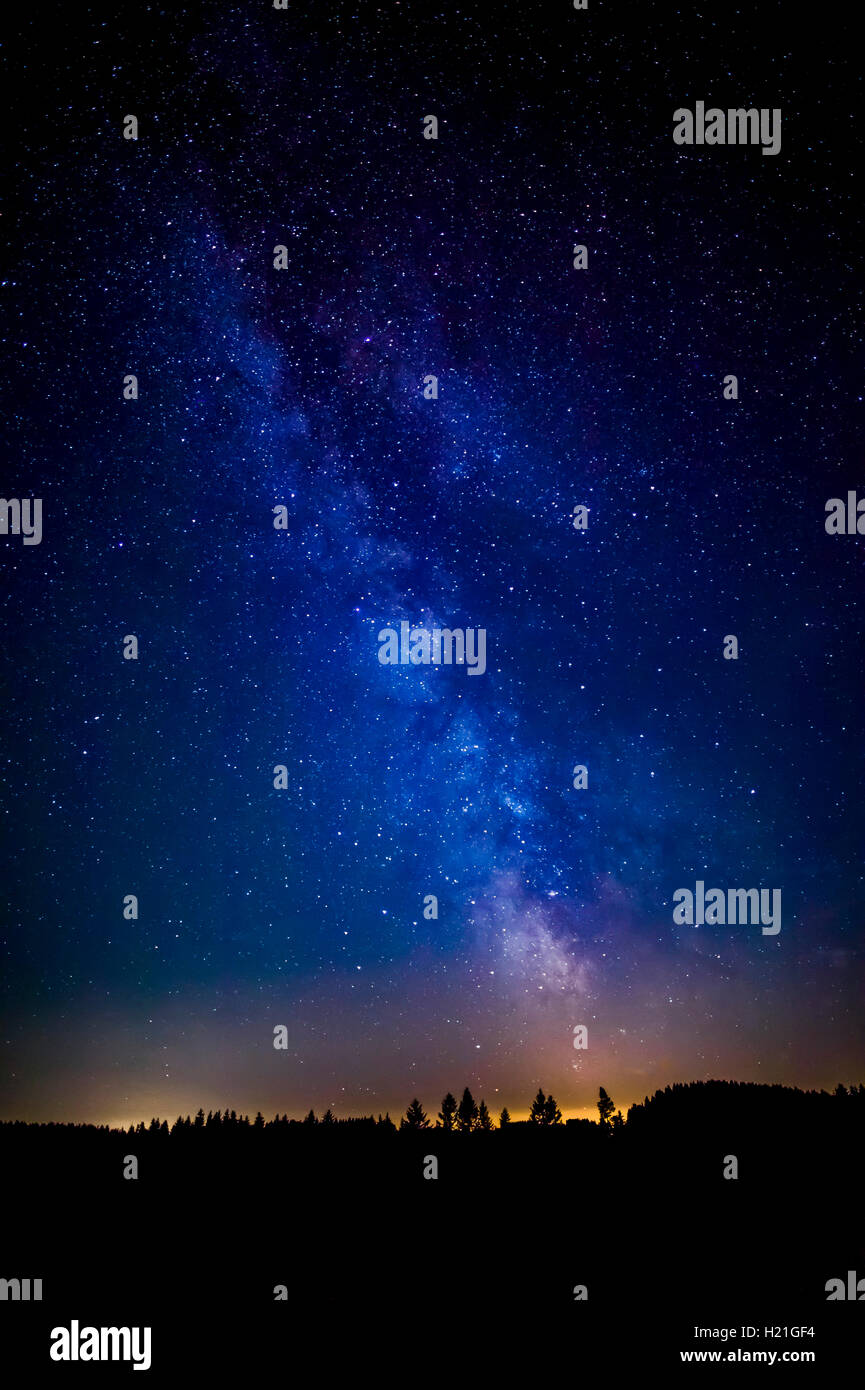 Austria, Upper Austria, Leopoldschlag, Night sky with stars of milky way Stock Photo