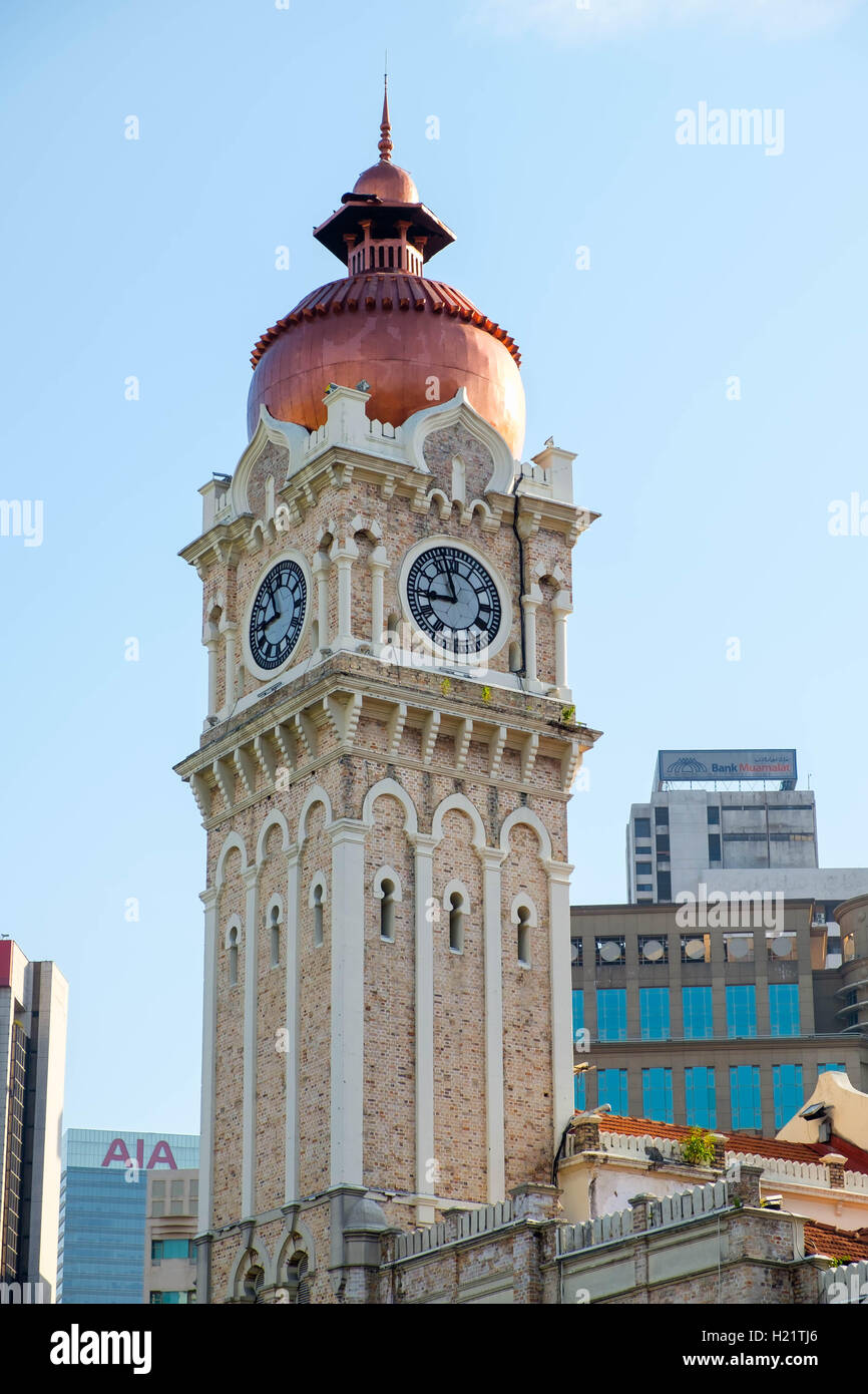 KUALA LUMPUR, MALAYSIA MARCH 1 Clock tower of Sultan Abdul Samad