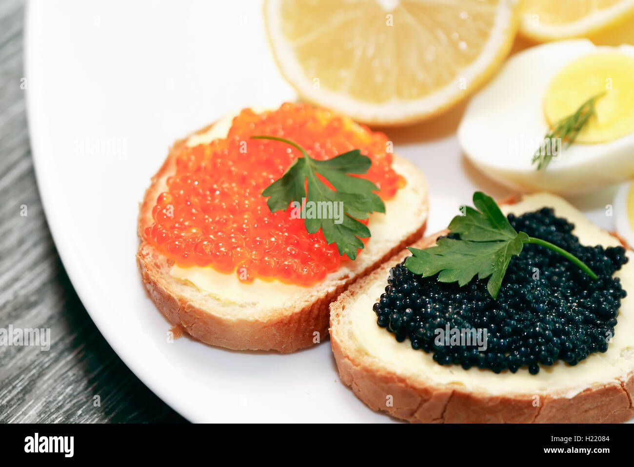 Sandwiches With Caviar Stock Photo Alamy