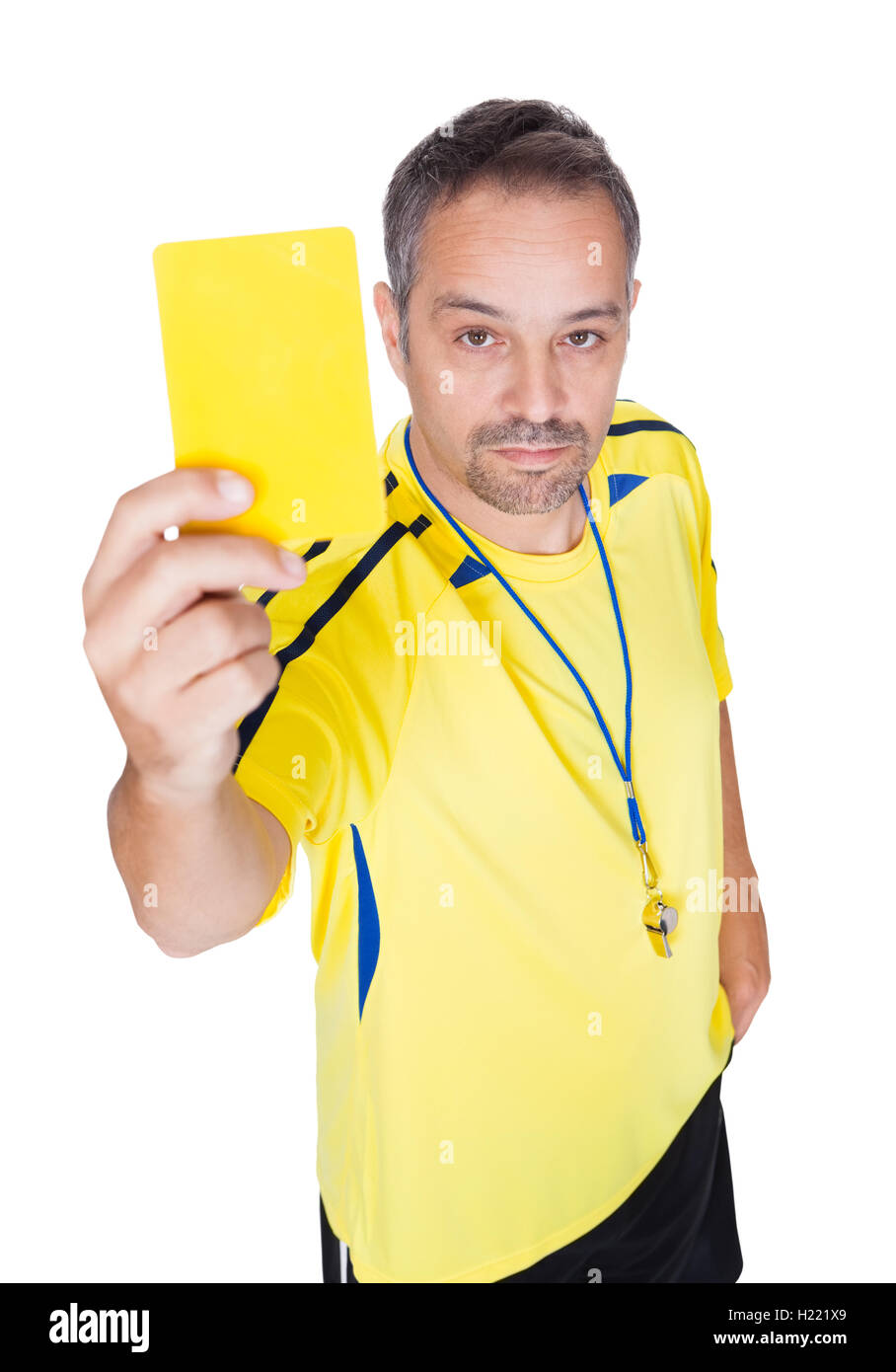 Soccer Referee Showing Yellow Card Stock Photo Alamy