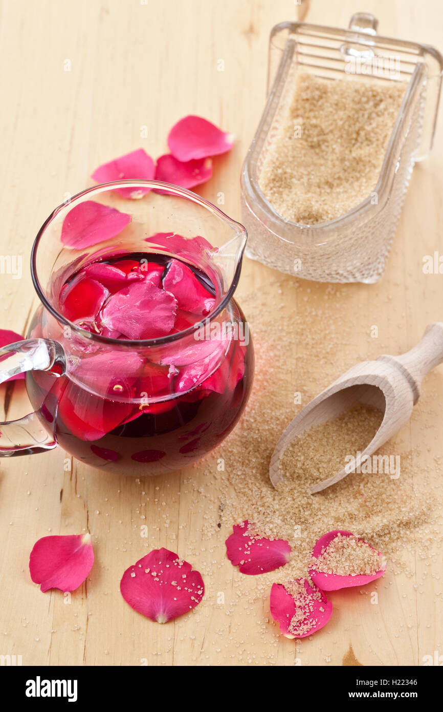 Syrup with rose petals Stock Photo Alamy