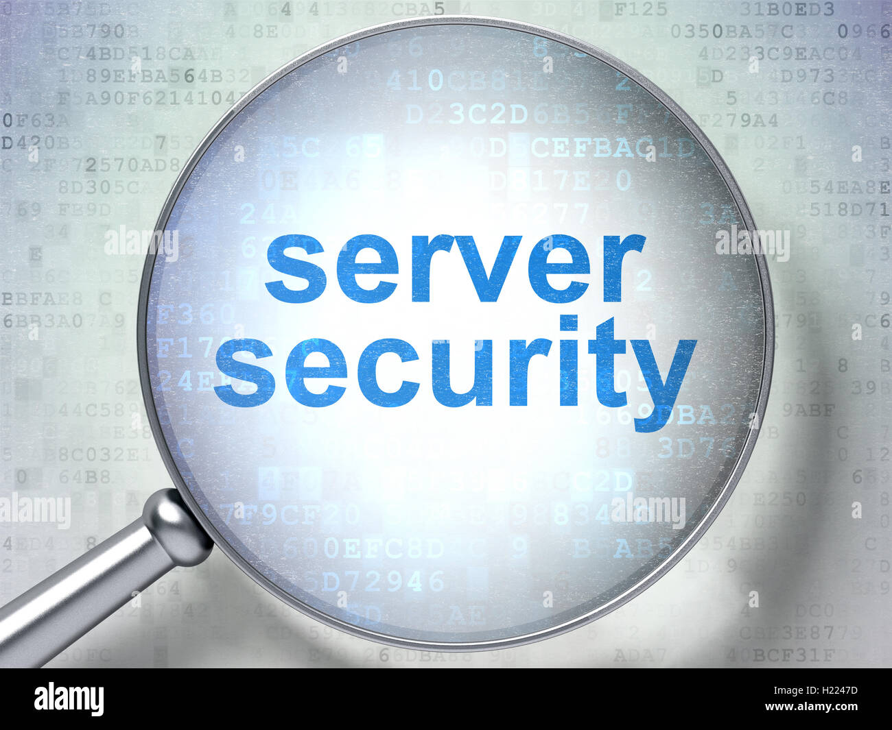Protection concept: Server Security with optical glass Stock Photo