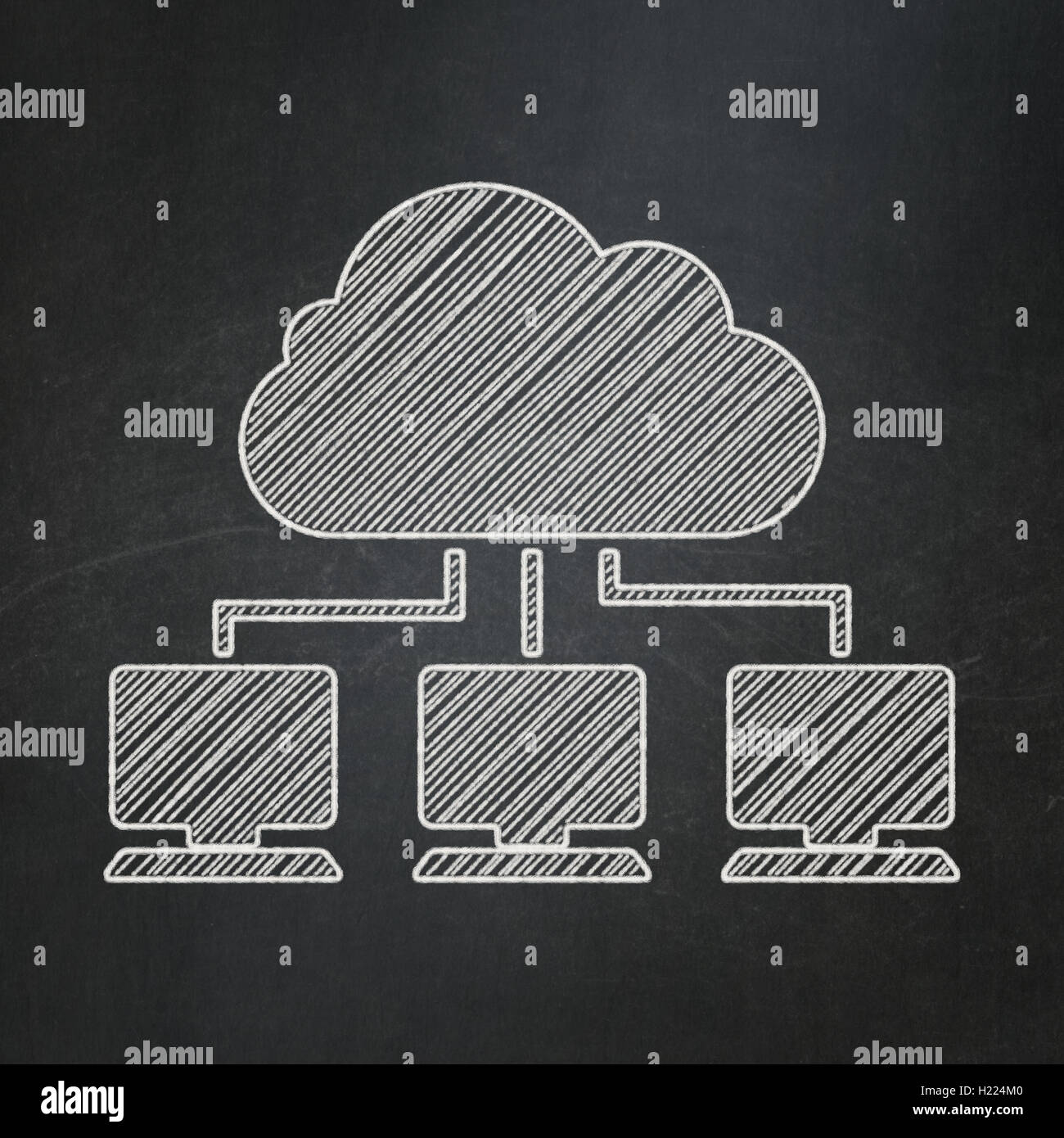 Cloud technology concept: Cloud Network on chalkboard background Stock ...