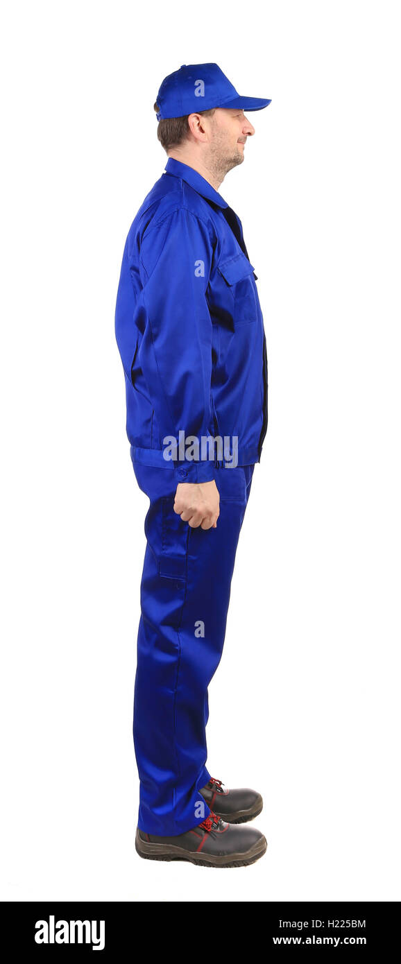 Worker in blue workwear Stock Photo - Alamy