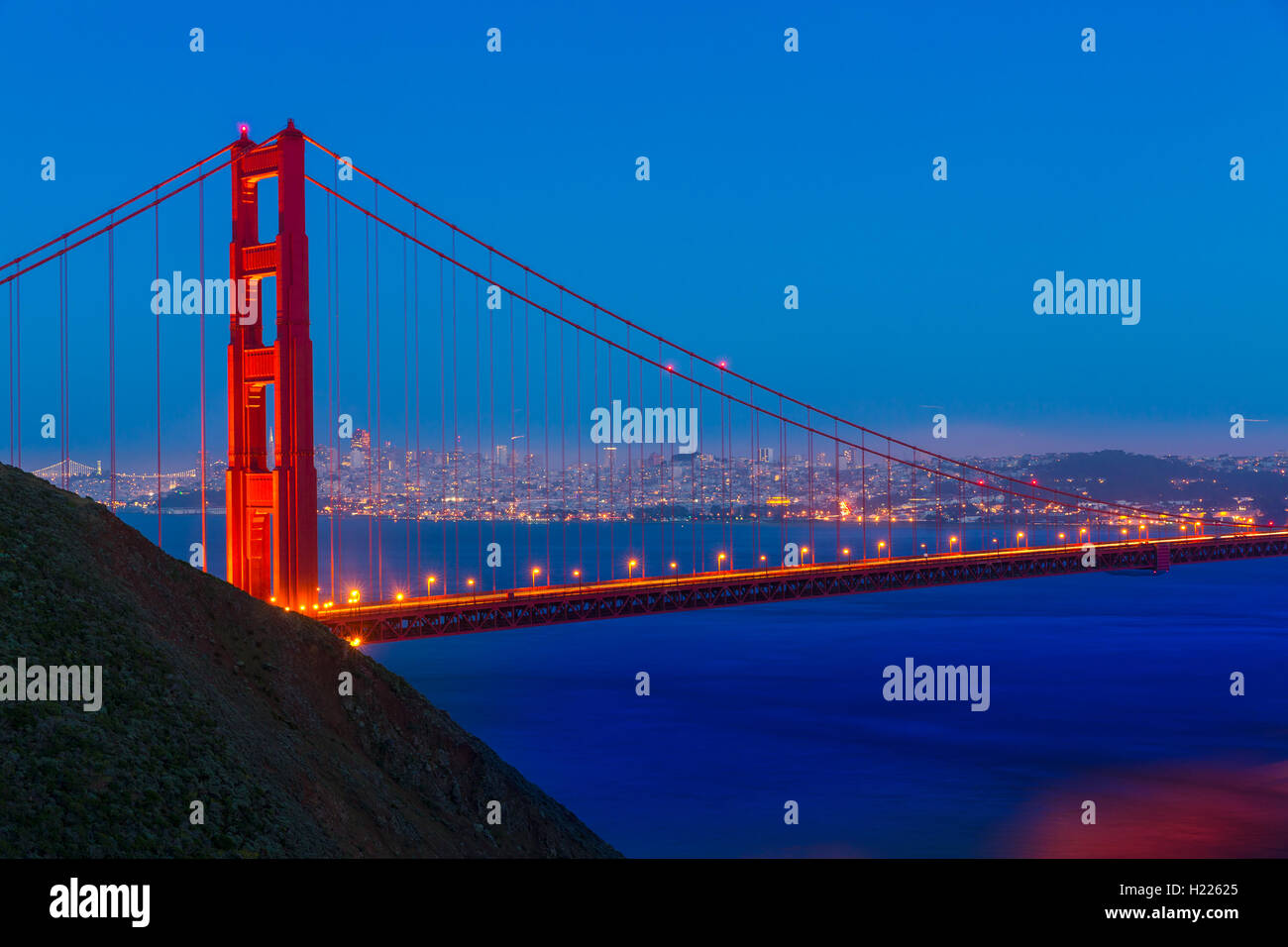 Golden Gate Bridge San Francisco sunset California Stock Photo - Alamy