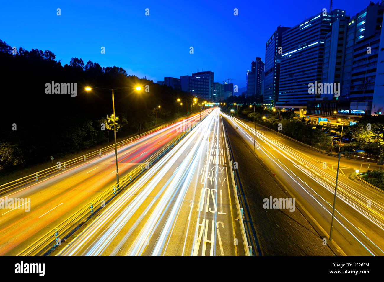 Highway light trails Stock Photo - Alamy
