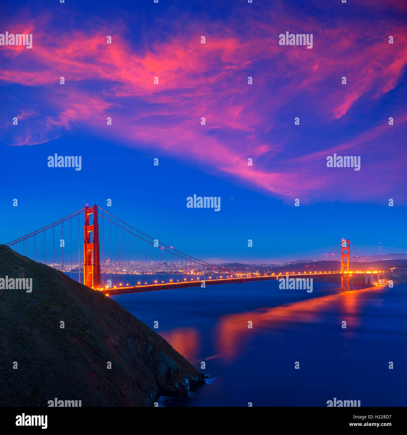 Golden Gate Bridge San Francisco sunset California Stock Photo - Alamy